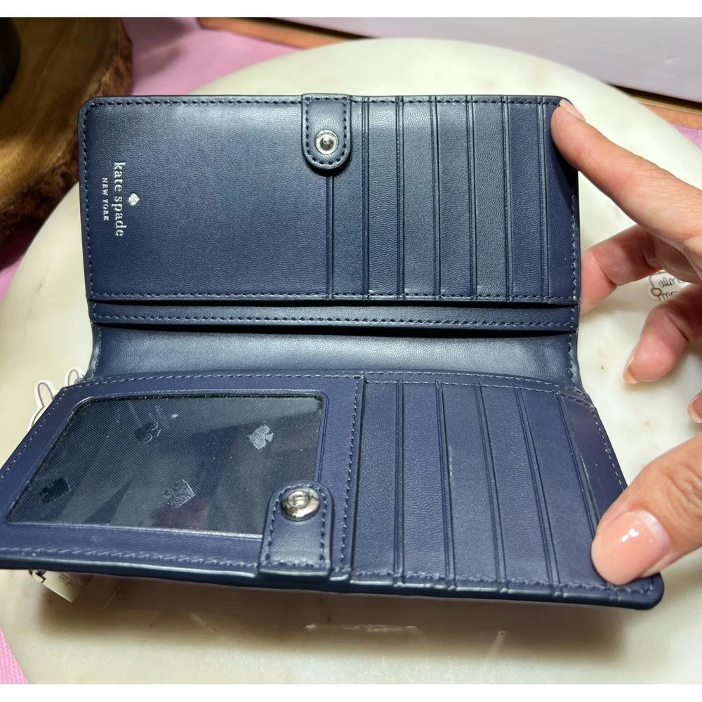 Kate Spade Hot Air Balloon Large Slim Bifold Wallet EUC